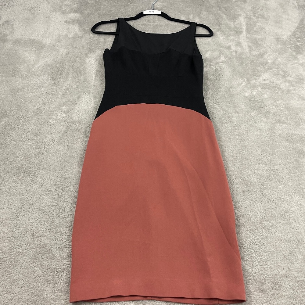Reiss Odele Sheath Dress Womens 2 Black Pink Colorblock Sleeveless Career Mature